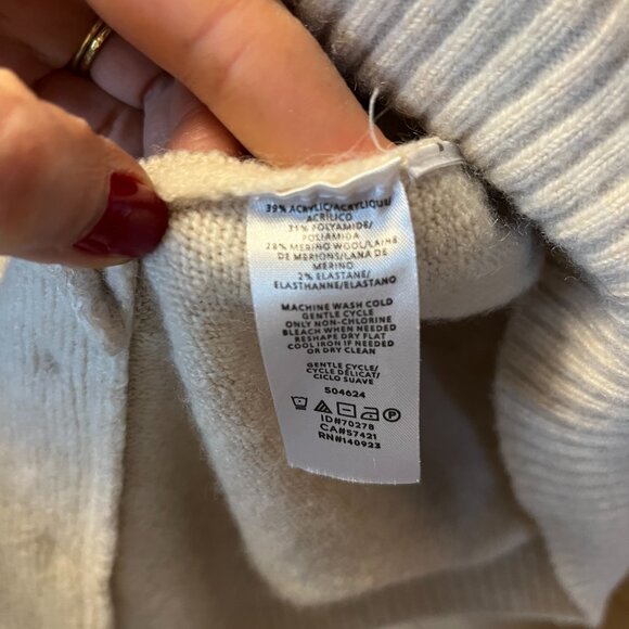 LOFT Cream Colored Cowl Neck Sweater with Button Details - XL - Picture 5 of 5